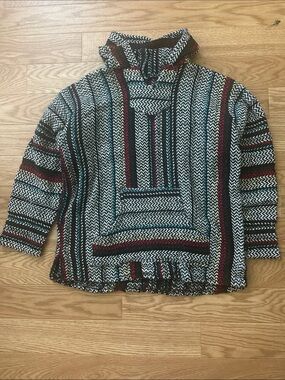 Baja Joe Hoodie Men’s Large Boho Style Stripe